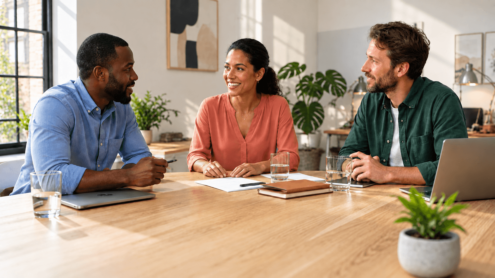 A small-business strategy conversation around a table